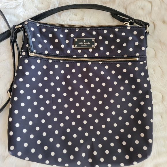kate spade Handbags - Kate Spade Black And White Polka Dot Nylon Crossbody Bag